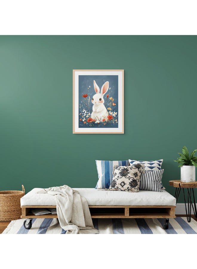 Art Decor Framed Fine Art of Cute Bunny Portrait Rabbit Print Animal Illustration with Matt Board Wall Décor for Playroom Classroom Nursery Kid Bedroom Children Room Gifting - Image 2