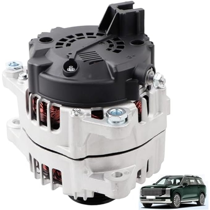 MUCO New Alternator 2722099 Compatible with Hyundai Palisade 3.8L 2020 2021 2022 2023 Telluride 2020 2021 2022 V6 3.8L 13.5V 180Amp 6-Groove Clutch Pulley 601-10129 373003L060 - Image 2