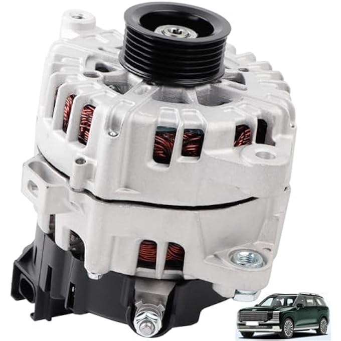 MUCO New Alternator 2722099 Compatible with Hyundai Palisade 3.8L 2020 2021 2022 2023 Telluride 2020 2021 2022 V6 3.8L 13.5V 180Amp 6-Groove Clutch Pulley 601-10129 373003L060 - Image 1