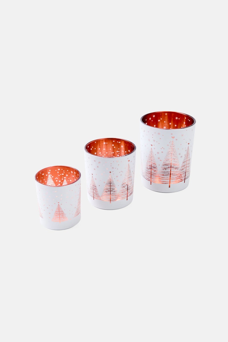 Hoff 3 Piece Glass Wind Light Tree Lantern Set, White  - Image 2