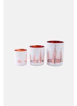 Hoff 3 Piece Glass Wind Light Tree Lantern Set, White  - Image 1