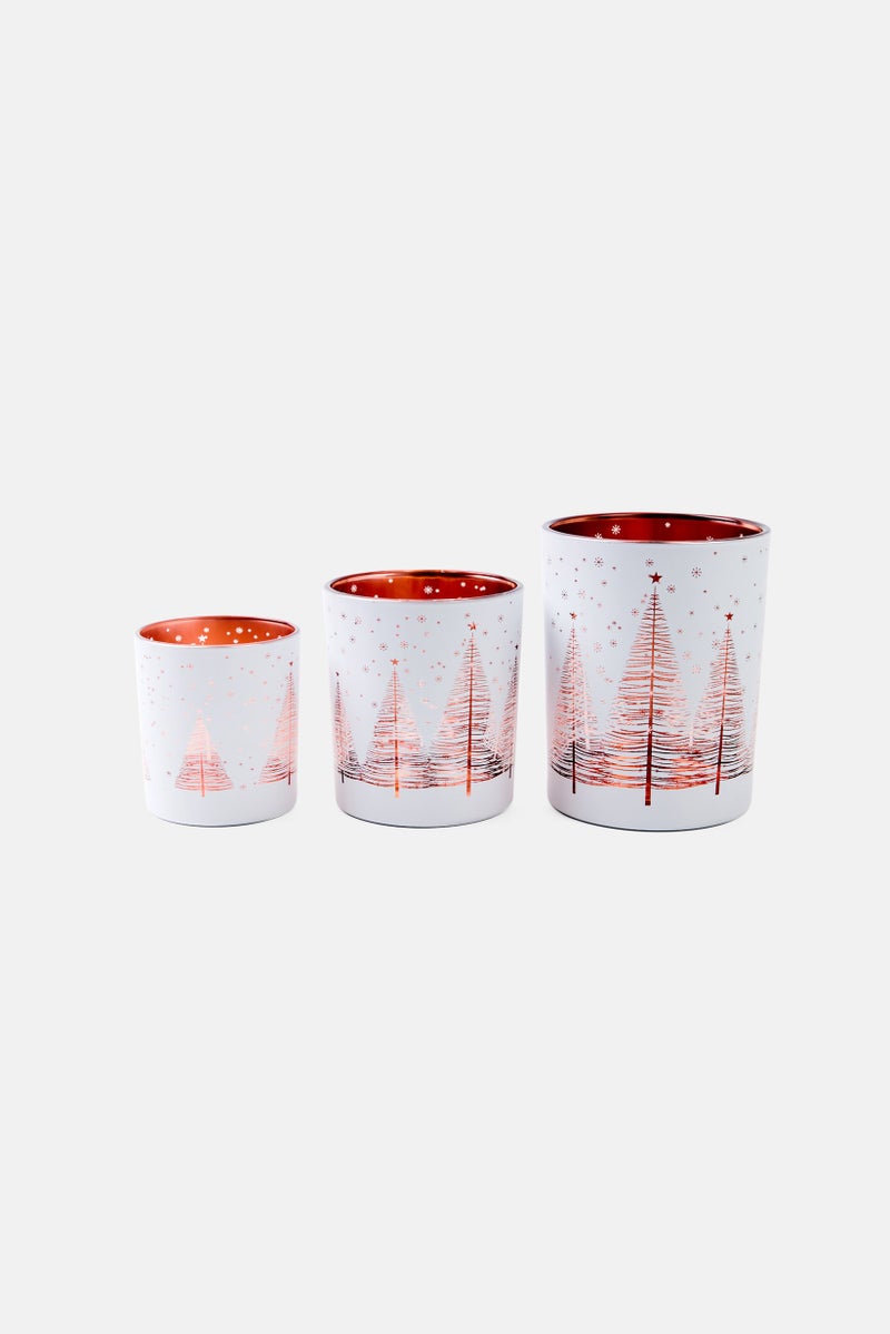 Hoff 3 Piece Glass Wind Light Tree Lantern Set, White  - Image 1
