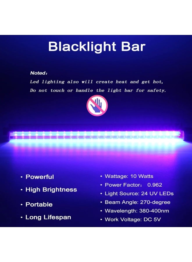 Led Black Light Bar, 10W 1ft USB UV Blacklight Tube, Glow in The Dark Party Supplies for Halloween Decorations, Room, Body Paint, Poster, Urine Detection, 2 Pack - Image 4