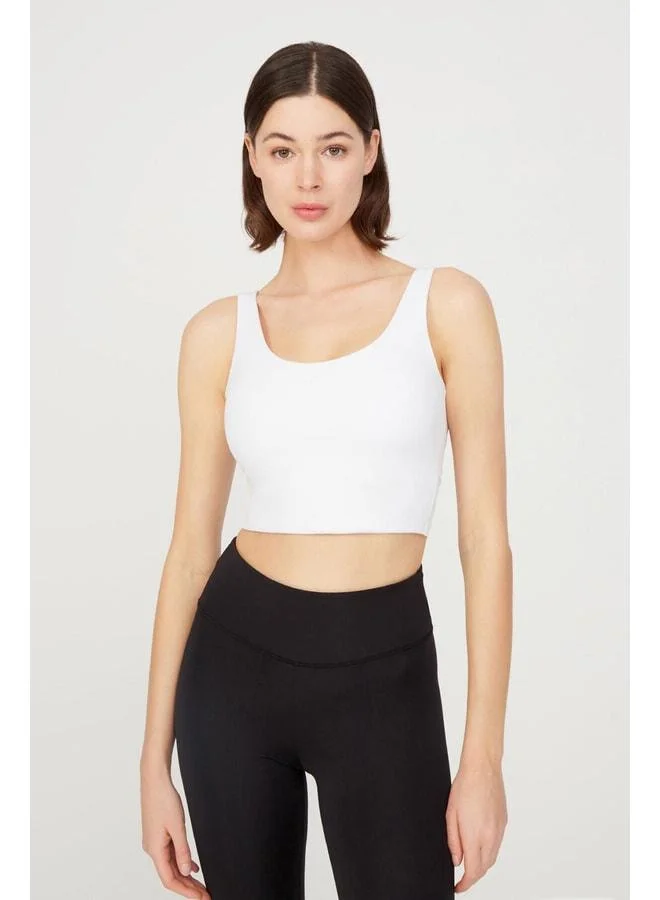 Los Ojos White Lightly Supported Back-Detail Lined Crop Top Bustier Cropped.