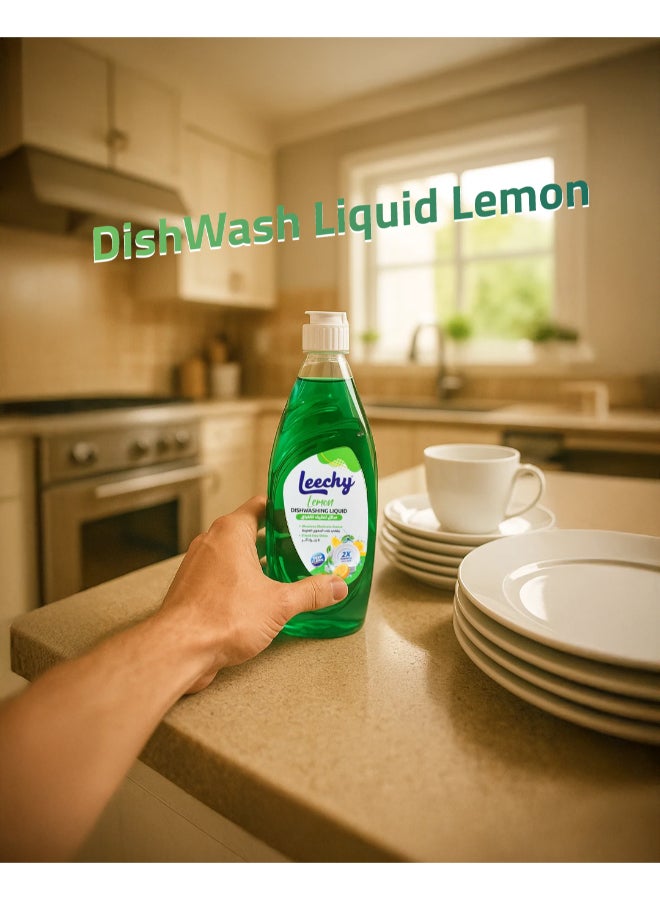 Leechy Dish Wash Liquid Lemon 600ML - Image 3