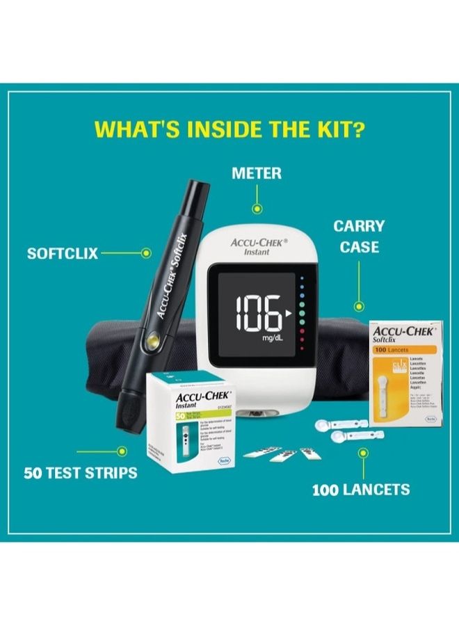 Accu-Chek Instant Blood Glucose Monitoring System + Instant Test Strips 50's + Softclix Lancets 100's - Image 2