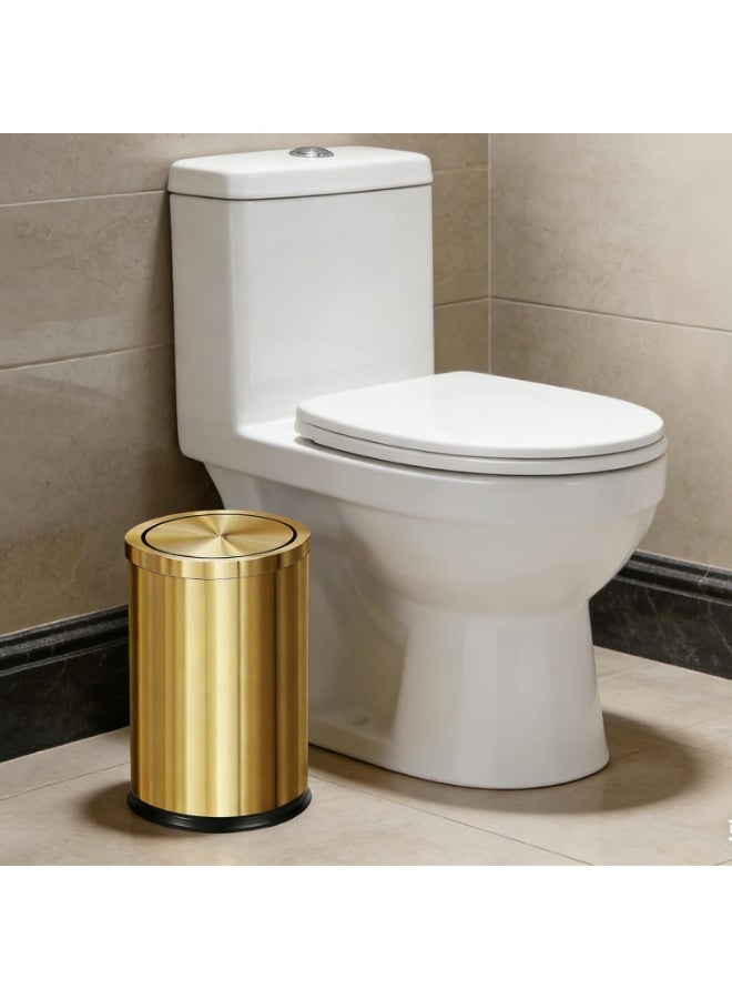 Stainless Steel Gold Trash can with Flipping Lid 2.4gallon Fingerprint-Proof Garbage cans Wastebasket Bin for Kitchen bothroom Living Room (Gold) - Image 3