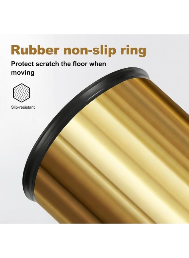 Stainless Steel Gold Trash can with Flipping Lid 2.4gallon Fingerprint-Proof Garbage cans Wastebasket Bin for Kitchen bothroom Living Room (Gold) - Image 2