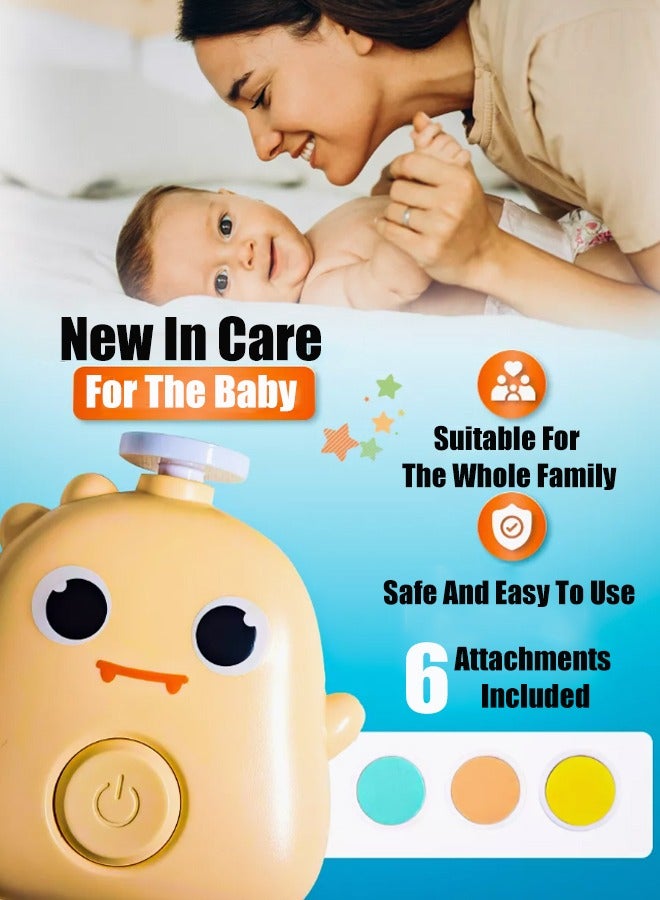 Electric Nail Trimmer, Baby Nail File, Safe + Easy Baby Nail File for Newborns, Infants & Toddlers, 6 Grinding Heads, Low Noise Newborn Nail File and Baby Nail Buffer, Gentle Nail Care Baby Nail Grooming Care Kit for Newborn Infant Toddler Toes Fingernails  - Image 2