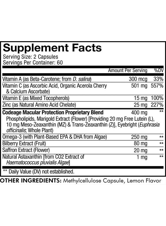 Codeage Eyes Vitamins+ Macular Health Complex* 120 Vegetable Capsules - Image 5