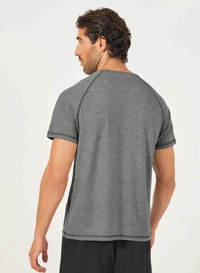 Styli Melange Knit Stretch Raglan Workout T-Shirt