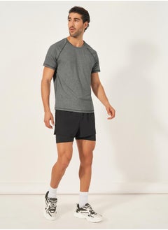 Styli Melange Knit Stretch Raglan Workout T-Shirt  - Image 2
