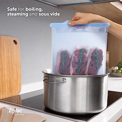 Ziploc Endurables Large Pouch and Medium Container, Reusable Silicone Bags and Food Storage Meal Prep Containers for Freezer, Oven, and Microwave, Dishwasher Safe - Image 3