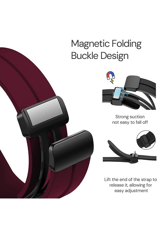 DUSALA Silicone Watch Band For CMF by Nothing Watch Pro Watchband Bracelet,Magnetic Folding Buckle Soft Silicone Replacement Straps for Men Women- Red - Image 2