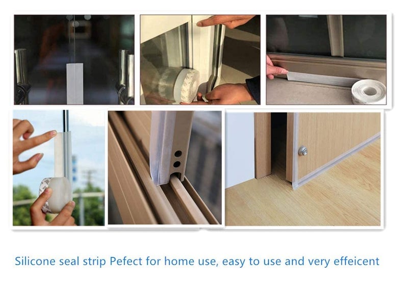 Silcone Seal Strip, 25mm Soundproof Door Strip, Self Adhesive Tape for Draft Stopper Gap, Weatherproof Door Strip Bottom (Transparent) - Image 3