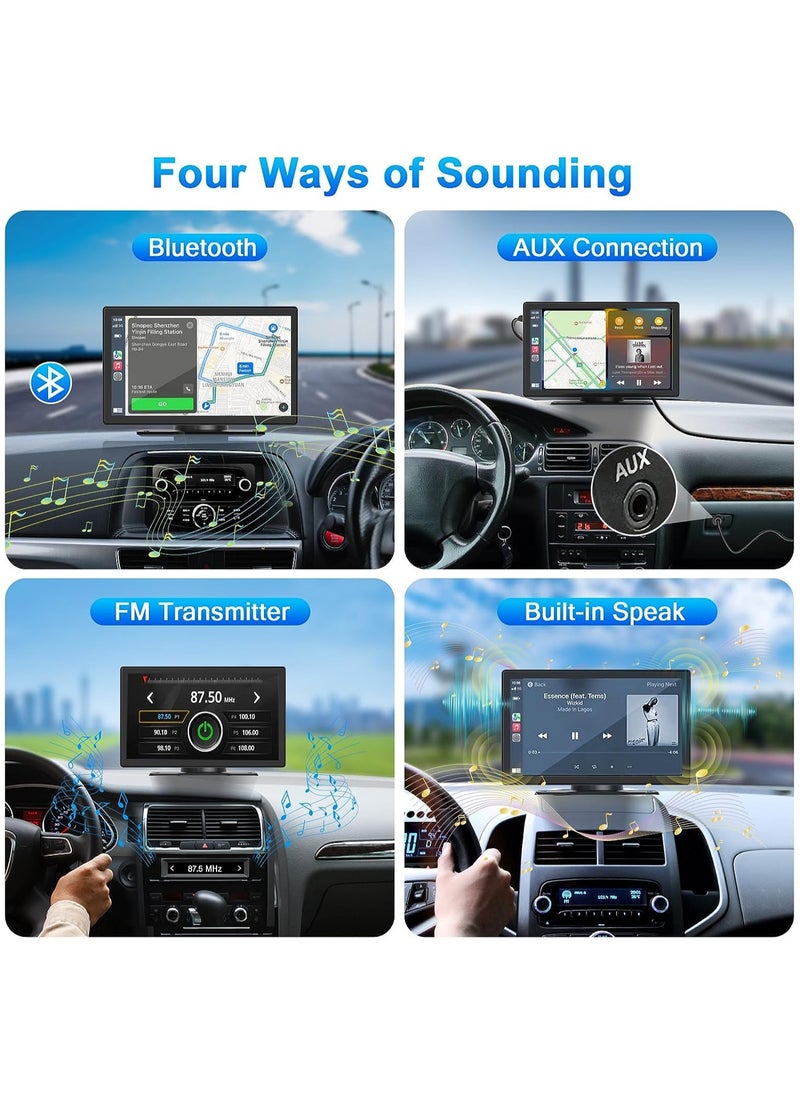 MSMR - Wireless Apple Carplay Car Stereo,Portable 9'' Touch Screen Android Auto,2.5K Dash Cam,1080p Backup Camera DVR,Drive Mate Carplay Navigation with Mirror Link/Siri/FM/Bluetooth - Image 1