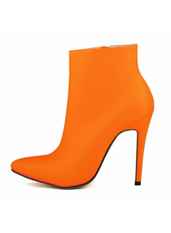 Loquat Autumn and winter short-cylinder Martin stiletto high-heeled boots 11cm Orange  - Image 1