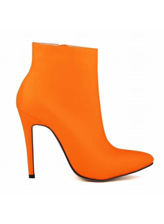 Loquat Autumn and winter short-cylinder Martin stiletto high-heeled boots 11cm Orange  - Image 2