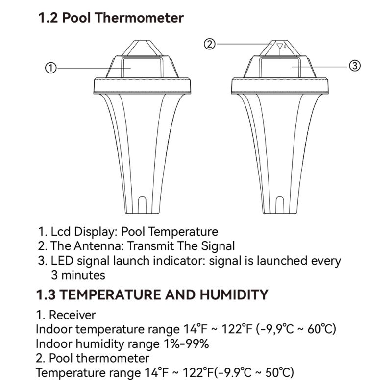 BALDR Pool Thermometer Floating Easy Read Digital Swimming Pool Thermometer Wireless Water Temperature Gauge with Indoor Thermometers Floating Thermometer for Pool/Hot Tub/Fish Tank - Image 3