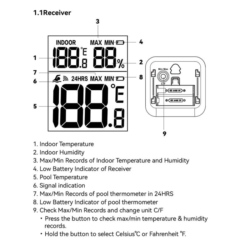 BALDR Pool Thermometer Floating Easy Read Digital Swimming Pool Thermometer Wireless Water Temperature Gauge with Indoor Thermometers Floating Thermometer for Pool/Hot Tub/Fish Tank - Image 2
