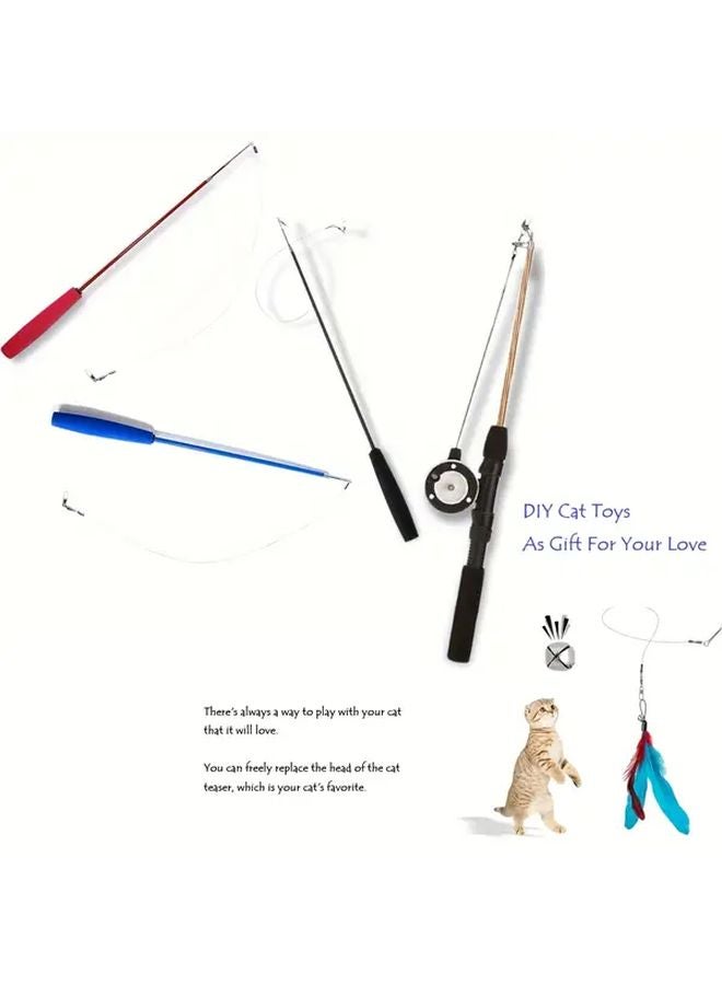 مجموعة قضبان الصيد التدريبية للأسطوانات 2 قطعة لعبة قط تفاعلية مع ريش اصطناعي - Image 5