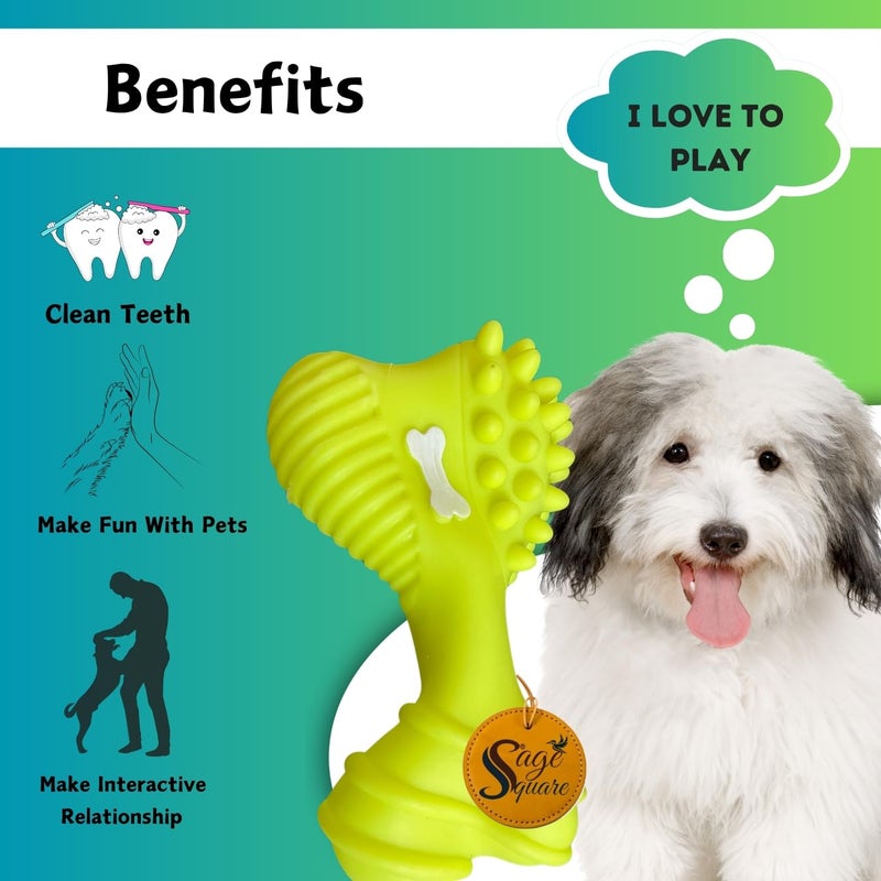 Sage Square Big Bone Shape Interactive Pet Squeaky Toy: Durable, Safe, Fun Chew Toy for Dogs - Perfect for Playtime, Dental Health, Anxiety Relief - Ideal for Small, Medium & Large Breeds - Image 2