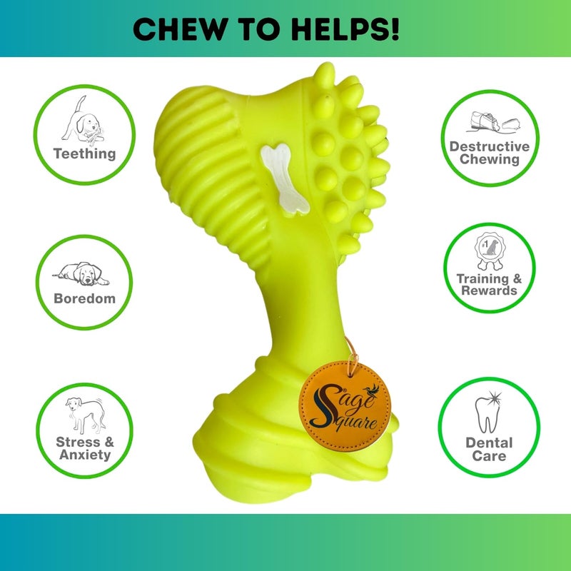 Sage Square Big Bone Shape Interactive Pet Squeaky Toy: Durable, Safe, Fun Chew Toy for Dogs - Perfect for Playtime, Dental Health, Anxiety Relief - Ideal for Small, Medium & Large Breeds - Image 3