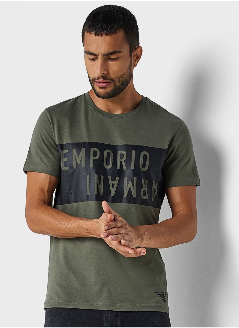 EMPORIO ARMANI - Text Print Crew Neck T-Shirt - Image 1