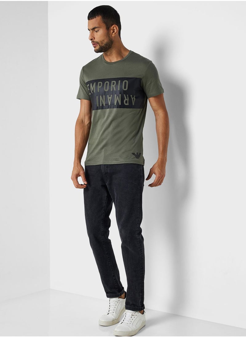 EMPORIO ARMANI - Text Print Crew Neck T-Shirt - Image 1