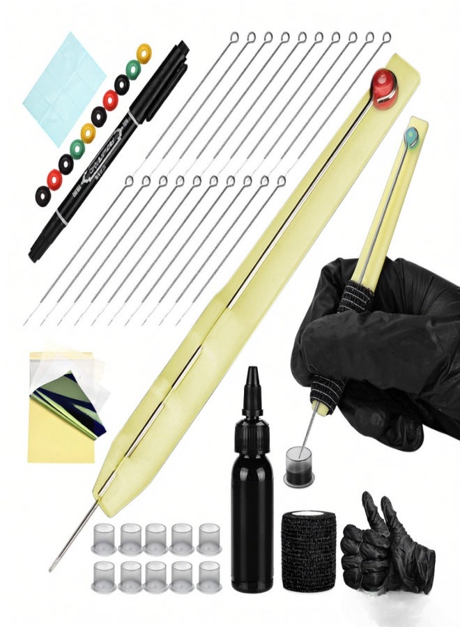 ATOMUS Manual Tattoo Stick Tattoo Kit DIY Tattoo Supply Tattoo Ink& Cups Grommets Needles Set for Tattoo Artists Beginners - Image 1