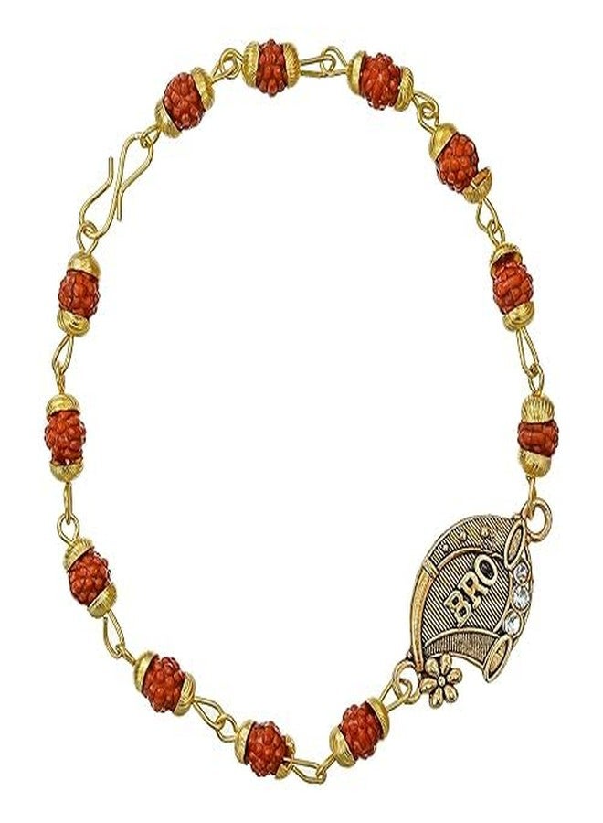KamlaArt Antique Bro Rudraksha Rakhi للأخ، راخي للبهاي مع مغناطيس الثلاجة، راخي لبهايا بهابي مع بطاقة تهنئة رولي تشاوال - Image 3