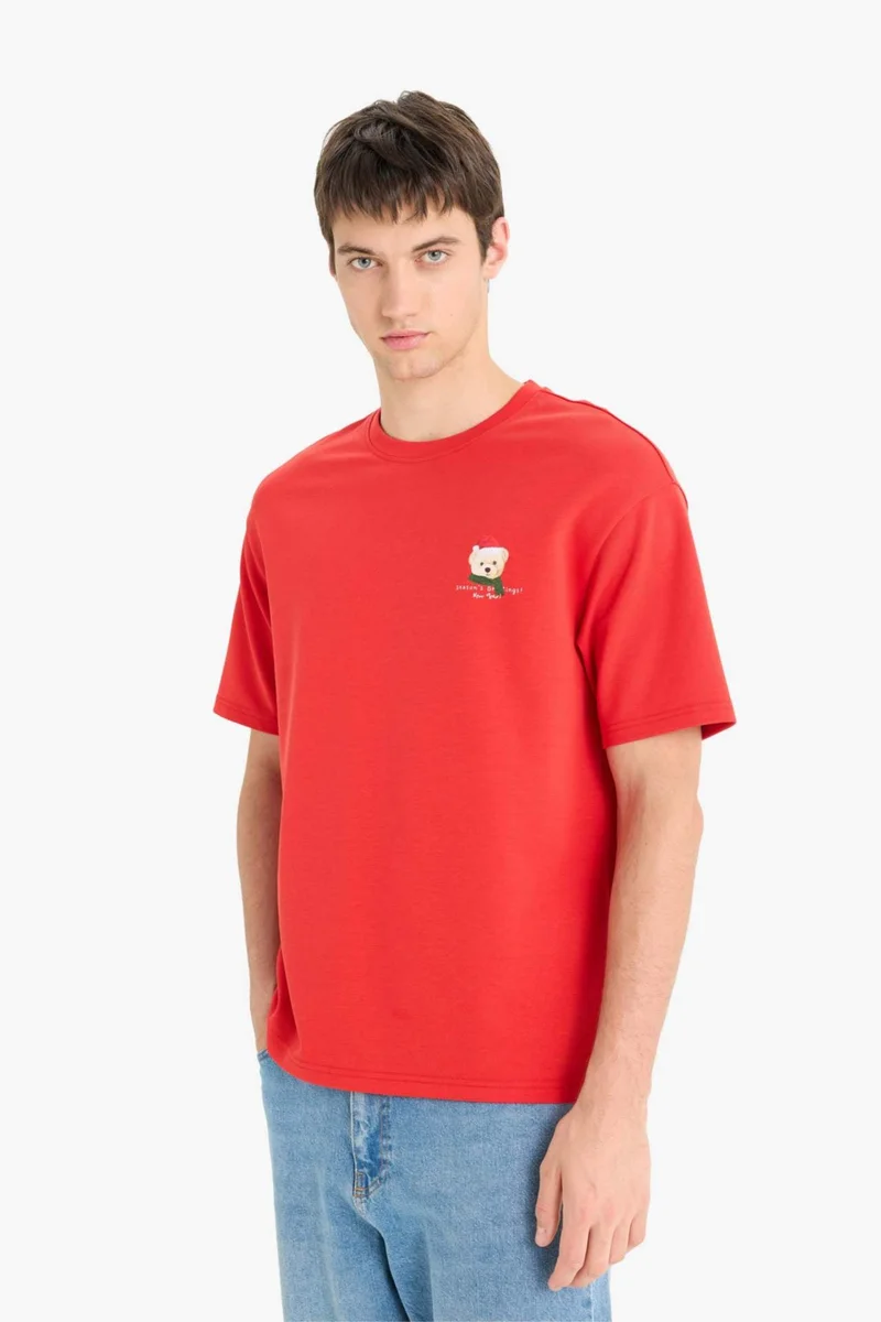 DeFacto Boxy Fit Crew Neck Printed Short Sleeve T-Shirt