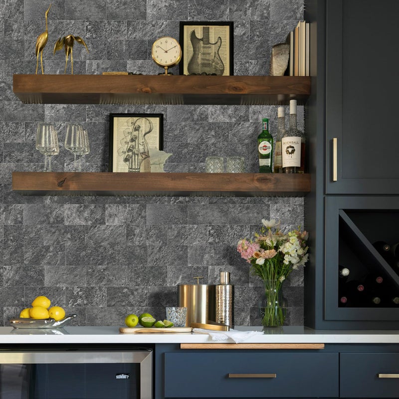 Vamos Tile 100 Pieces Peel and Stick Backsplash Tiles, 3" x 6" PVC Subway Tile, Black Slate Stick on Backsplash Tiles for Kitchen/Bathroom/Fireplace/Laundry/Camper - Image 5