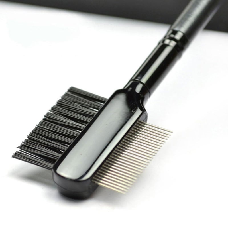 2 Pcs Dual Ended Eyebrow Brush And Eyelash Comb Set Makeup Tool Black Silver For Precise Brow Shaping Eyelash Grooming - Image 5