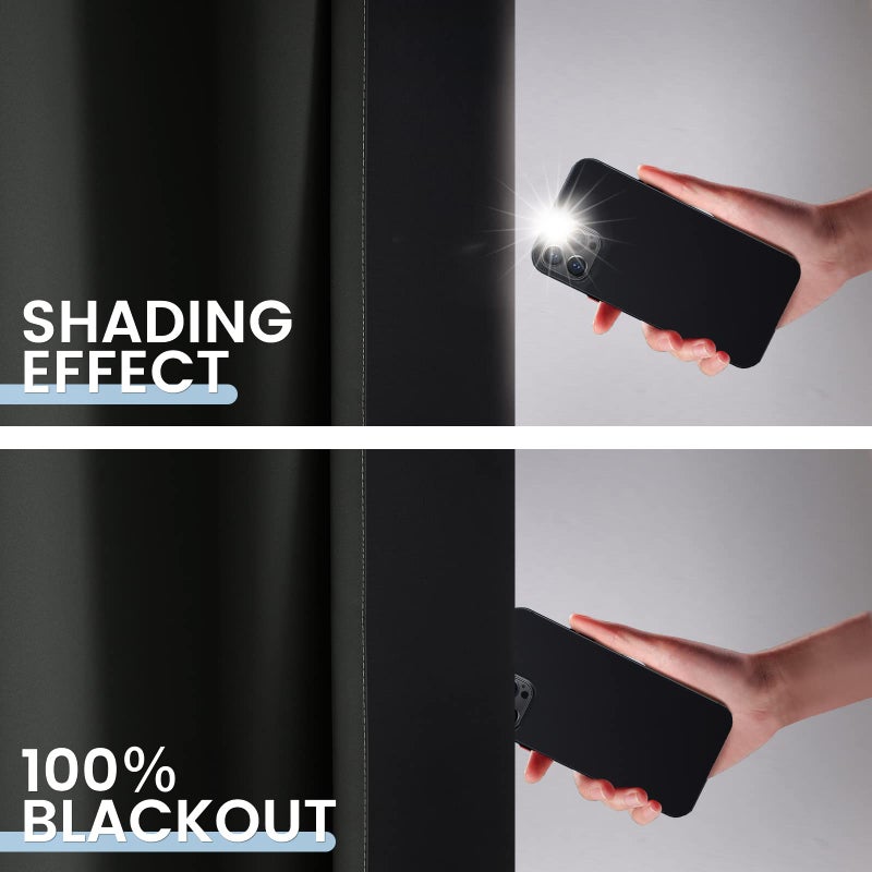 SimpleHome Ombre 100% Blackout Curtains for Bedroom 84 Inches Long, Black and Greyish White Room Darkening Thermal Insulated Grommet Curtain/Drapes for Living Room,2 Panels, 52x84 inches Length - Image 5