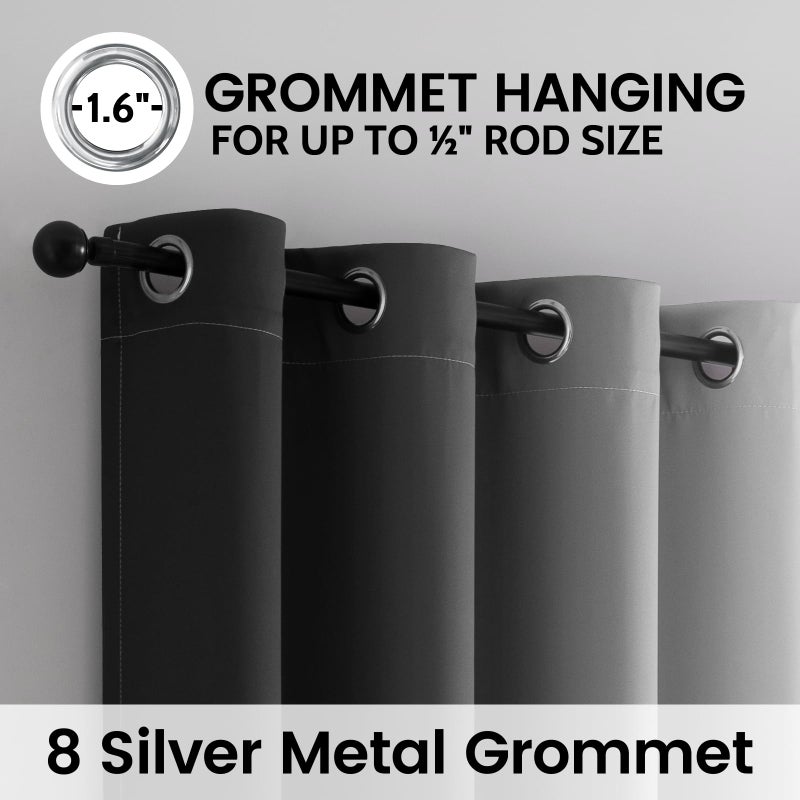 SimpleHome Ombre 100% Blackout Curtains for Bedroom 84 Inches Long, Black and Greyish White Room Darkening Thermal Insulated Grommet Curtain/Drapes for Living Room,2 Panels, 52x84 inches Length - Image 3