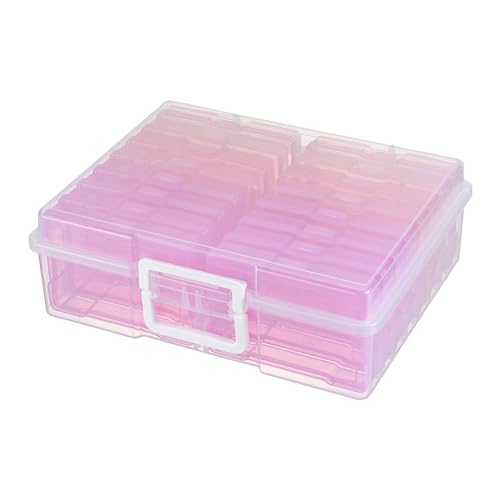 novelinks 4" x 6" Photo Organizer Storage Box with Handle – 16 Inner Photo Cases, Holds 1600 Photos, Portable Picture Organizer for Photos, Cards, Stickers, Scrapbooking – Pink Gradient - Image 5