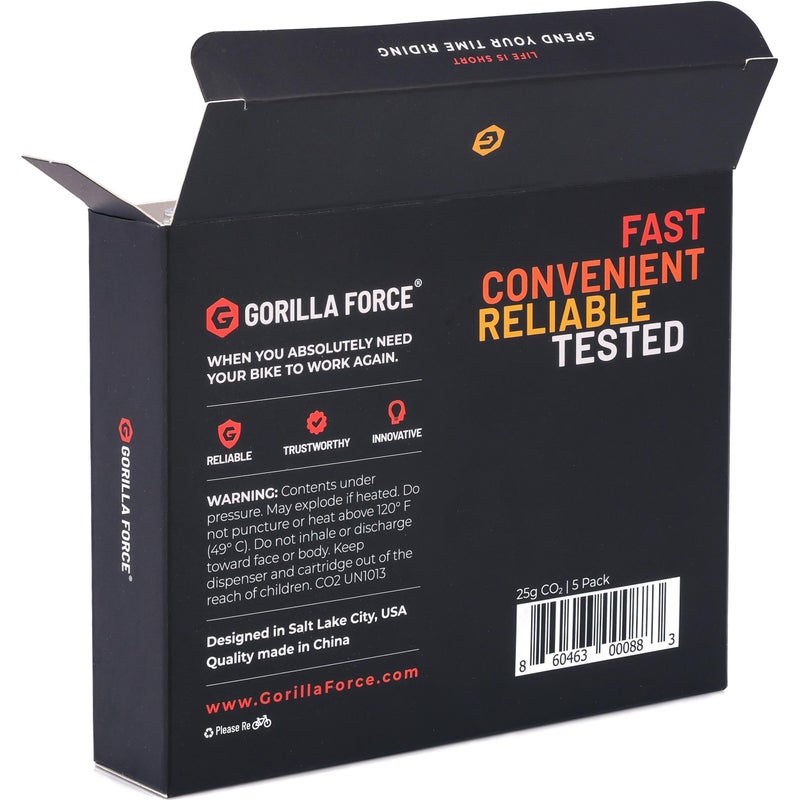 Gorilla Force Threaded CO2 Cartridges, 25g for Bike Tire Inflators, Box of 5 - Image 4