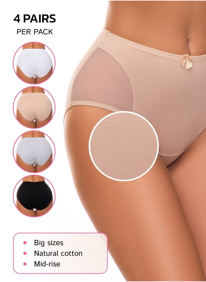 Every Woman Knows Women's Underwear Mid-Coverage Briefs Everyday Panties with Stretched Mesh Multipack  - Image 1