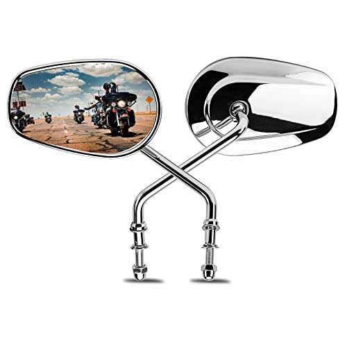LKV Motorcycle Rear View Mirrors - 360 Degree Adjustment Long Stem Side Mirrors for 1982-2024 Harley Sportster Road King Softail Street Electra Glide Road Dyna - Image 1