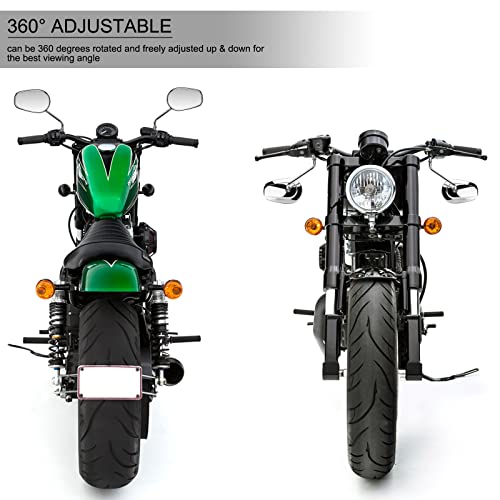 LKV Motorcycle Rear View Mirrors - 360 Degree Adjustment Long Stem Side Mirrors for 1982-2024 Harley Sportster Road King Softail Street Electra Glide Road Dyna - Image 2