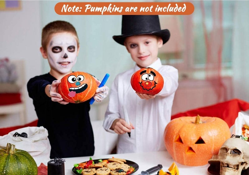 kockuu 36 Pack Halloween Pumpkin Decorating Stickers Mini Make 36 Small Pumpkin Face Stickers for Halloween Kids Toddlers Party Favors Treats Sticker Gifts 18 Sheets, Pumpkins not Included - Image 2