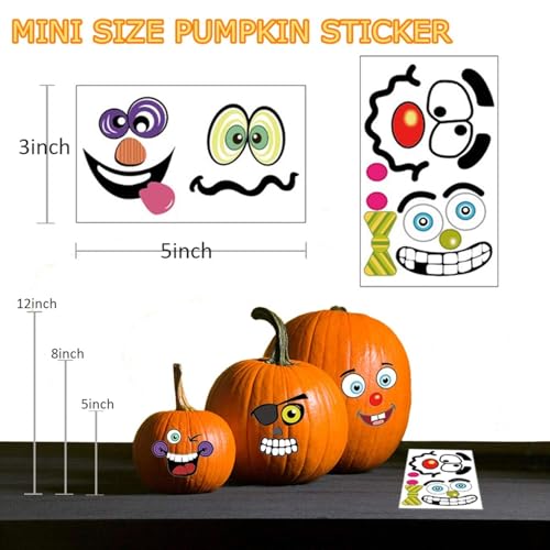 kockuu 36 Pack Halloween Pumpkin Decorating Stickers Mini Make 36 Small Pumpkin Face Stickers for Halloween Kids Toddlers Party Favors Treats Sticker Gifts 18 Sheets, Pumpkins not Included - Image 4