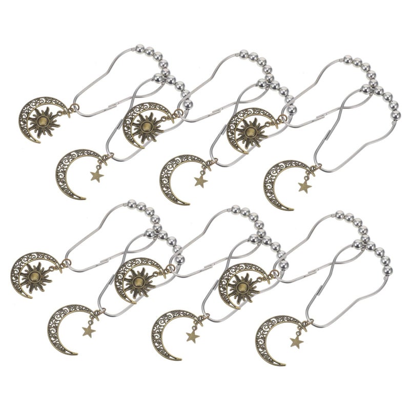 Vintage Moon Pendant Shower Curtain Hooks Rustic Bronze 12 Pack Bathroom Accessories - Image 2