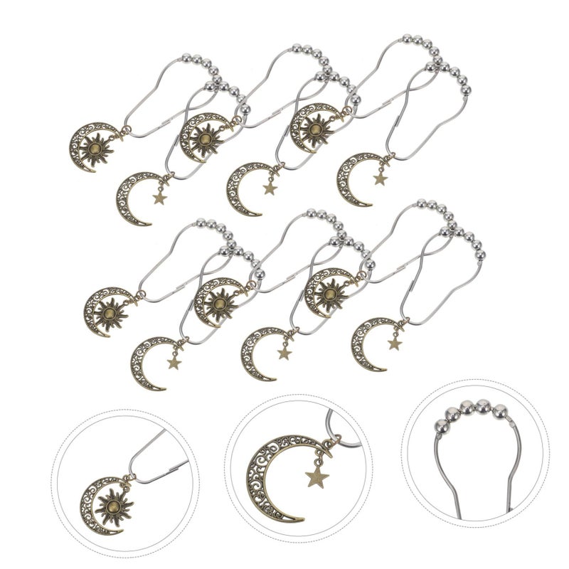 Vintage Moon Pendant Shower Curtain Hooks Rustic Bronze 12 Pack Bathroom Accessories - Image 5