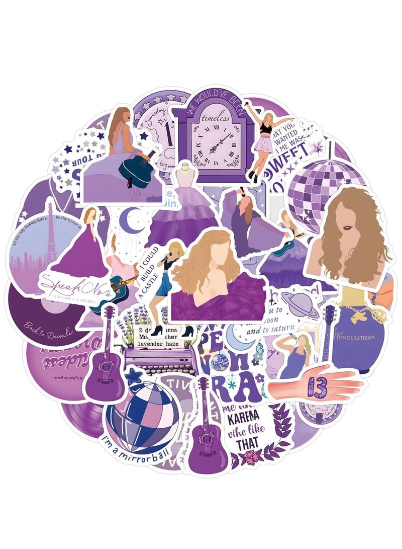 Zikra Taylor Individual Singer Stickers for Fans - 60PCS Purple Waterproof Vinyl Stickers for Water Bottles, Scrapbooking, Phones, Skateboards, and Laptops - Cute Stickers for Teens, Girls, and Kids. - Image 2