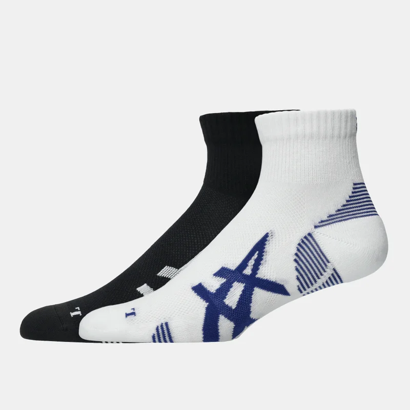 Asics Black Cushioned Run Quarter Socks (2 Pairs)  | Best Price UAE