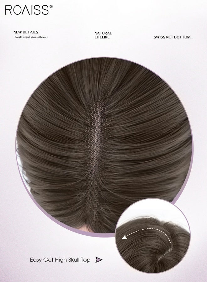 roaiss Long Wavy Gray Brown Hair Wig, Women's Middle Parting Natural Soft Synthetic Heat Resistant Hair Wig for Wedding Cosplay Party Daily Use, 75cm (30 inches) - Image 4