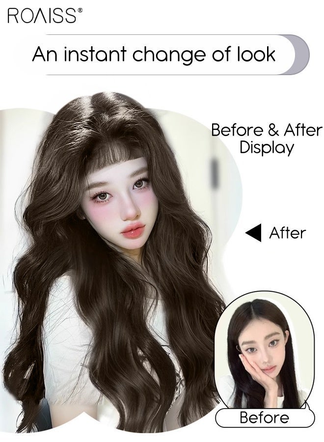 roaiss Long Wavy Gray Brown Hair Wig, Women's Middle Parting Natural Soft Synthetic Heat Resistant Hair Wig for Wedding Cosplay Party Daily Use, 75cm (30 inches) - Image 3