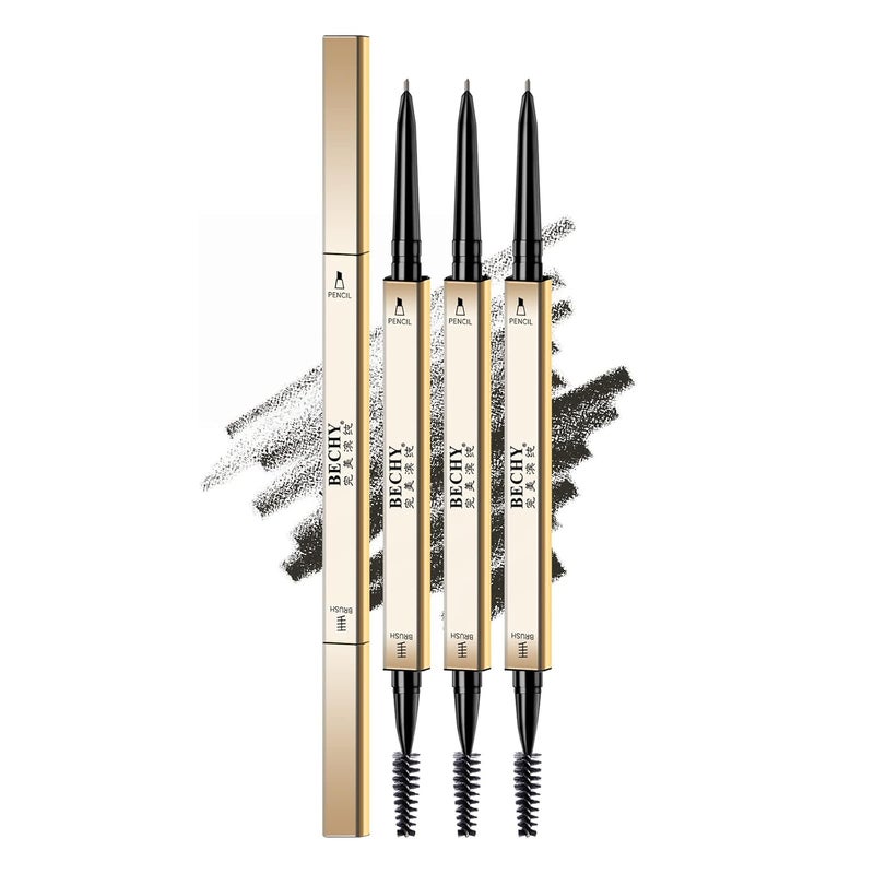 Eyebrow Pencil3 PCS Waterproof LongLasting Microblading Black Brow PencilNatural Eyebrow Makeup Ultra Slim Defining Eyebrow Pencils